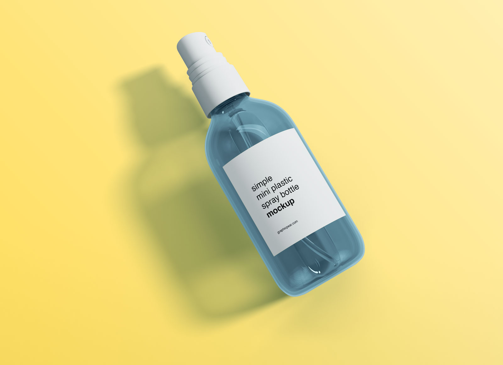 A free mini transparent spray bottle mockup