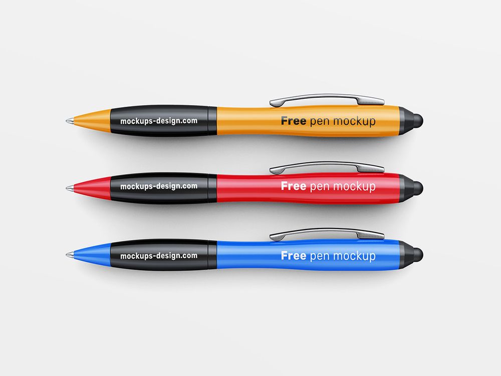 Different colors free pen mockup template
