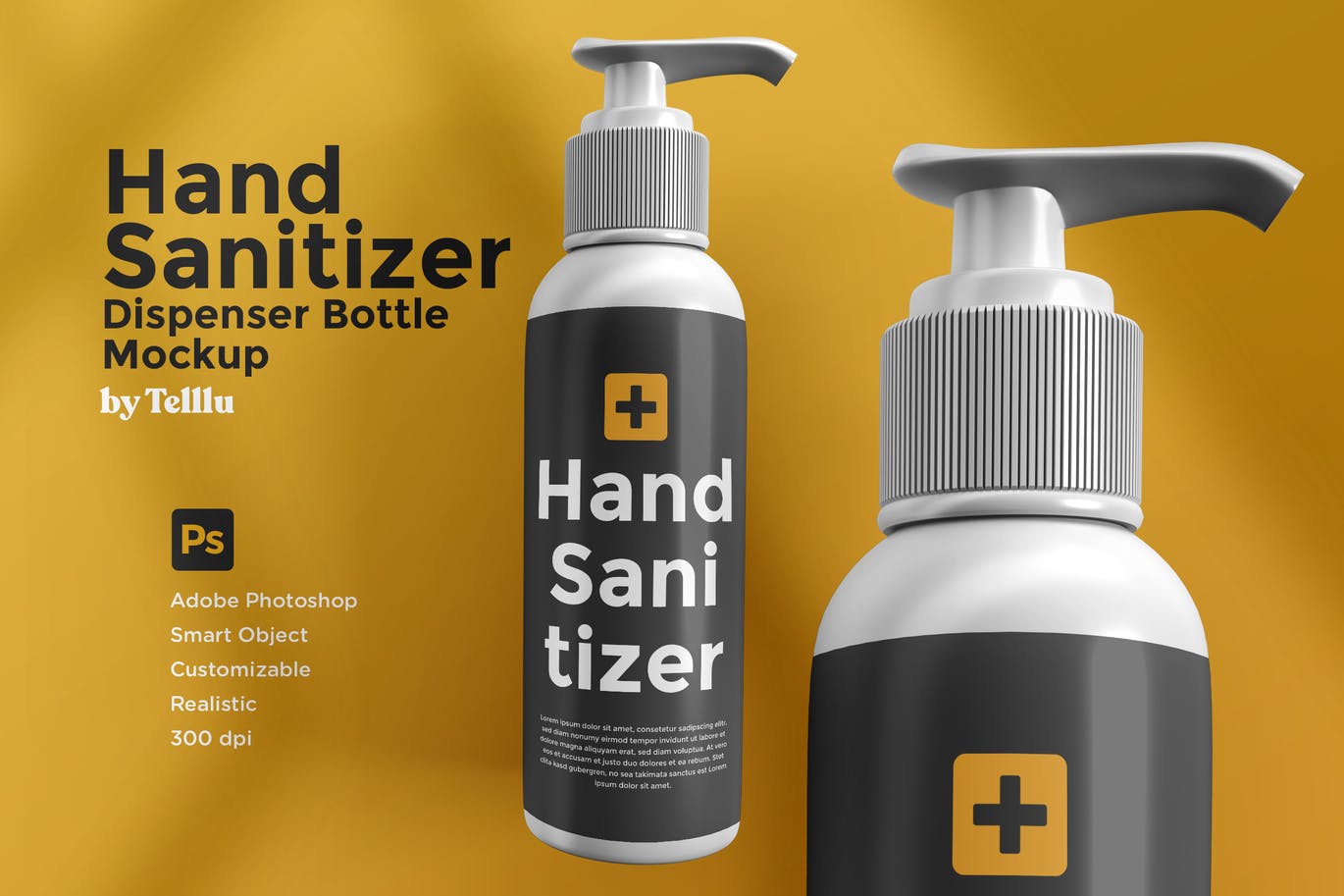 A hand sanitizer dispenser bottle mockup