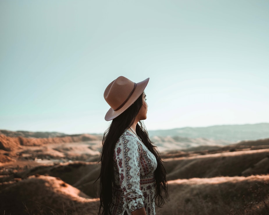 Girl looking to the fields