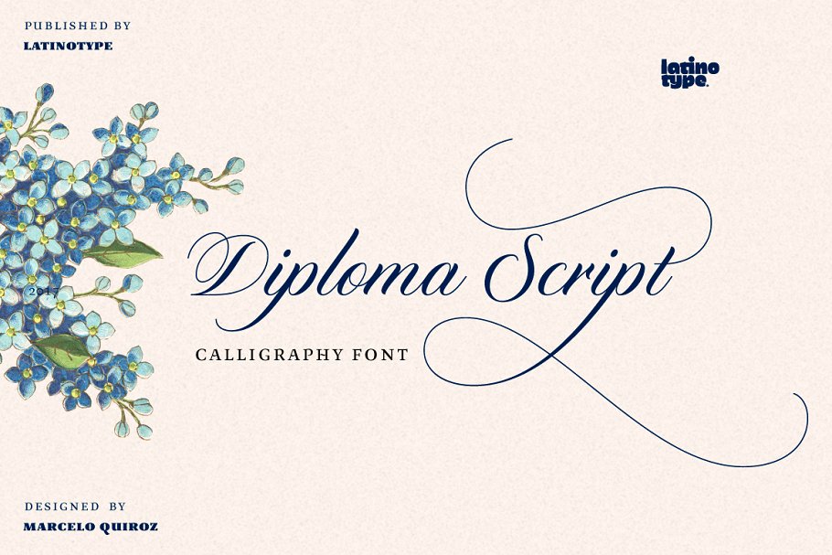 A money and diploma calligraphy font