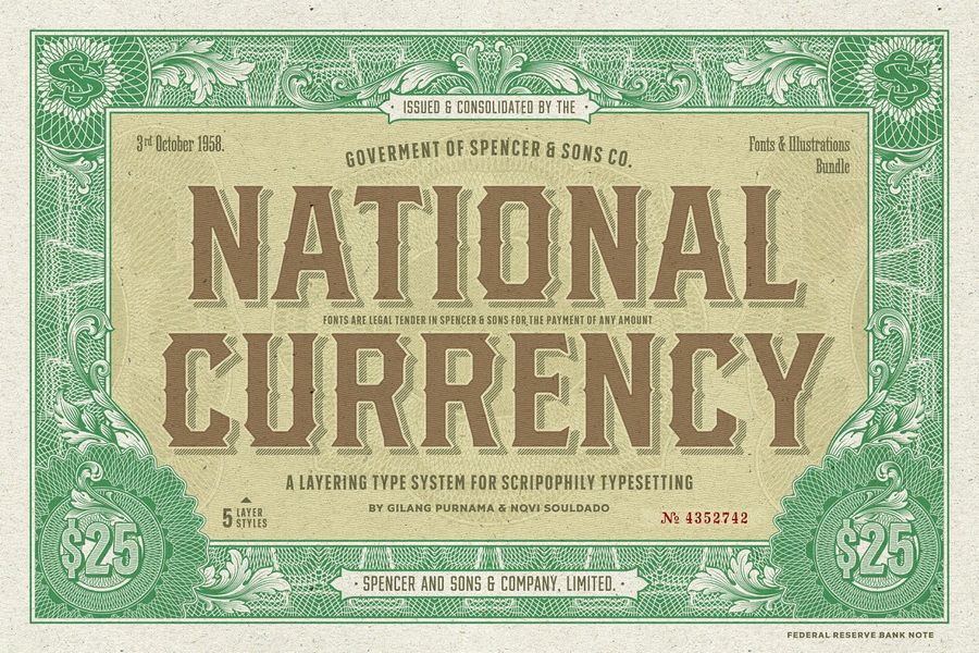 A national currency money font