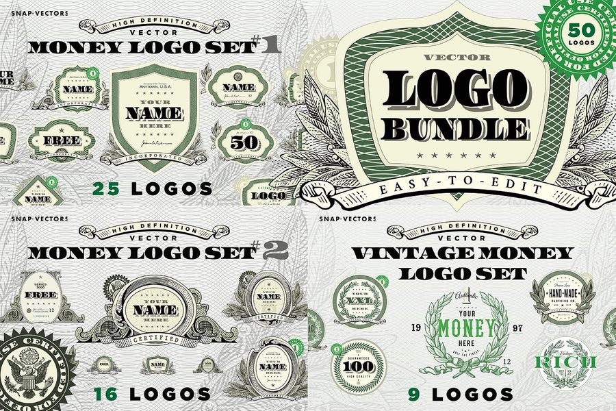 A vector money logo bundle