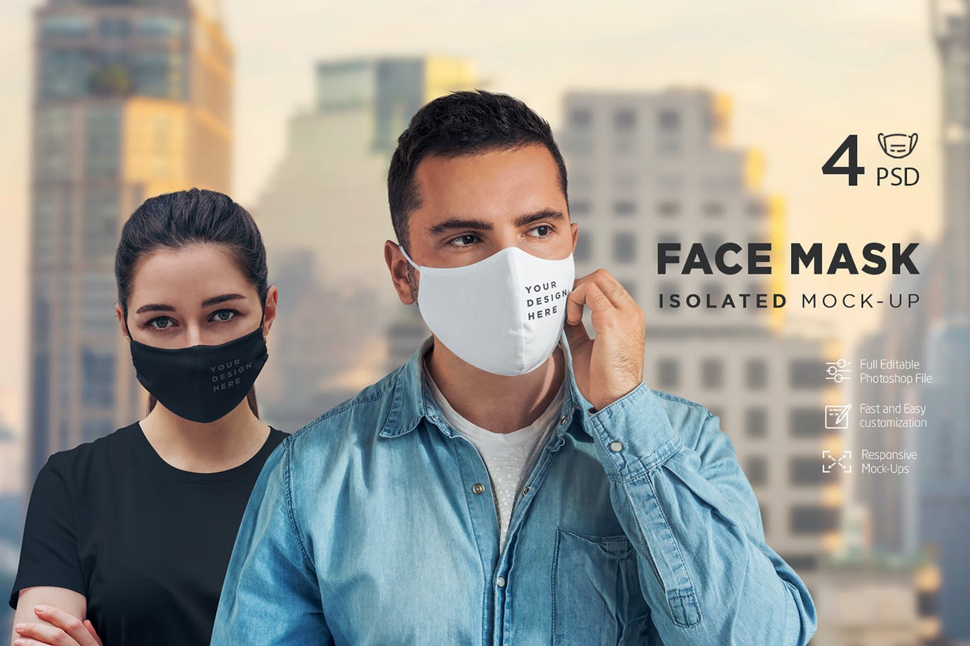 Isolated face mask mockup collection