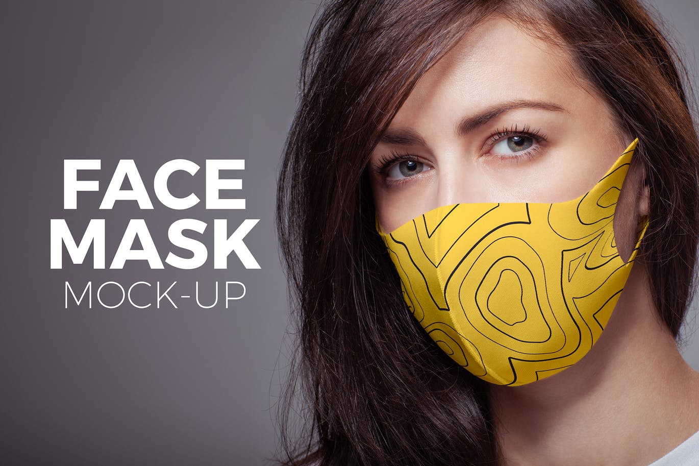 Women wearing yellow face mask mockup