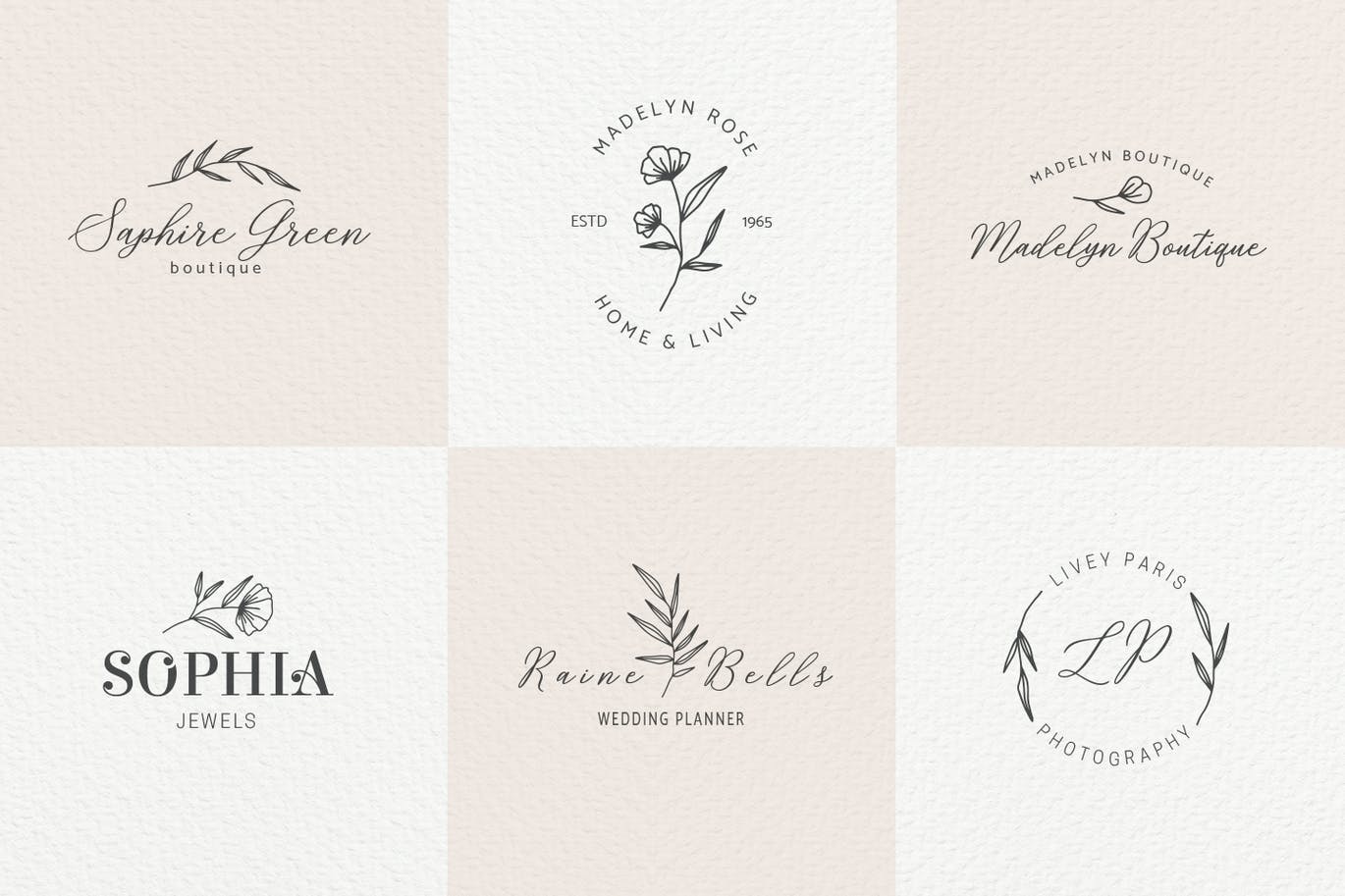 Feminine flowery premade logo templates