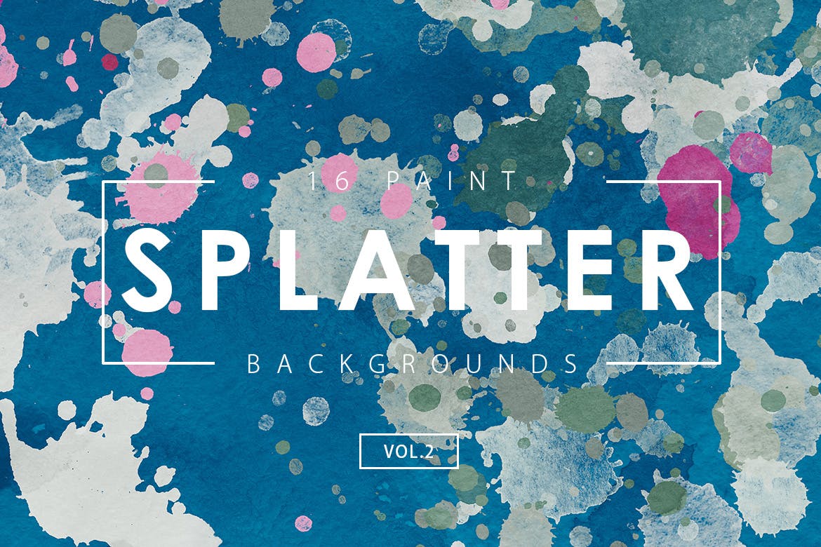 Sixteen paint splatter backgrounds