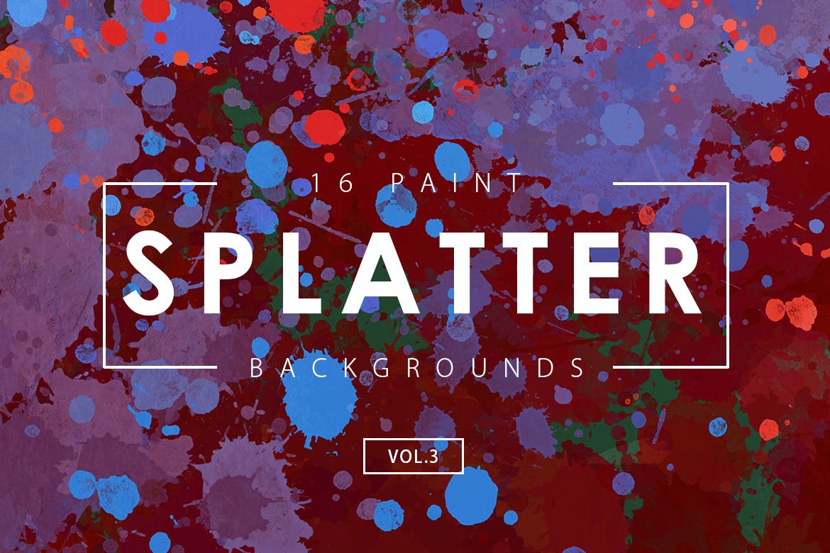 Sixteen paint splatter backgrounds