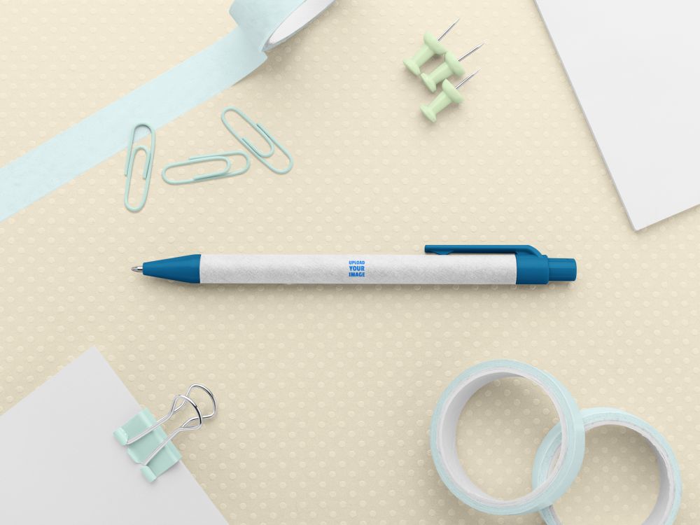 Eco friendly pen mockup on yellow background