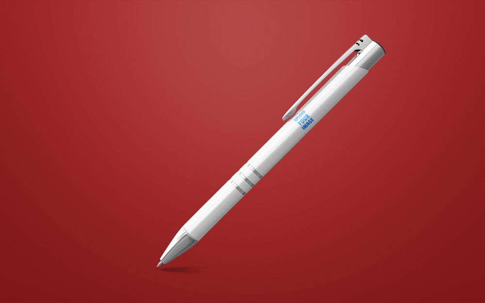 Pen mockup on a red background