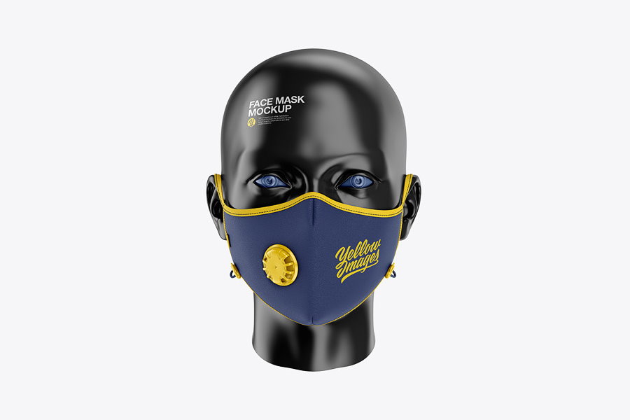 Antipolution face mask on mannequin mockup template