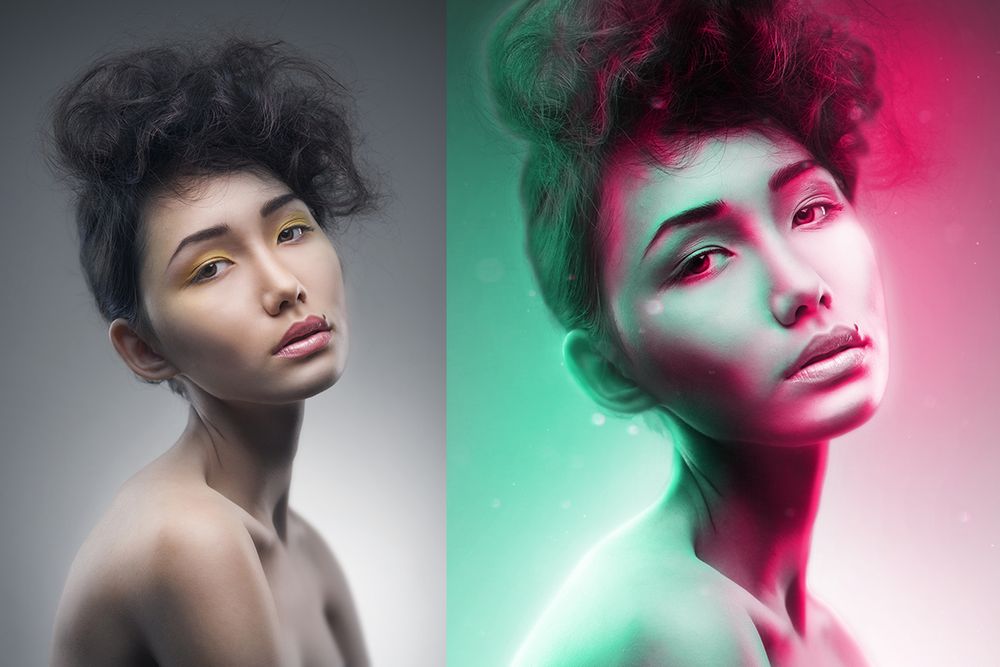 Colorful women portrait Photoshop action