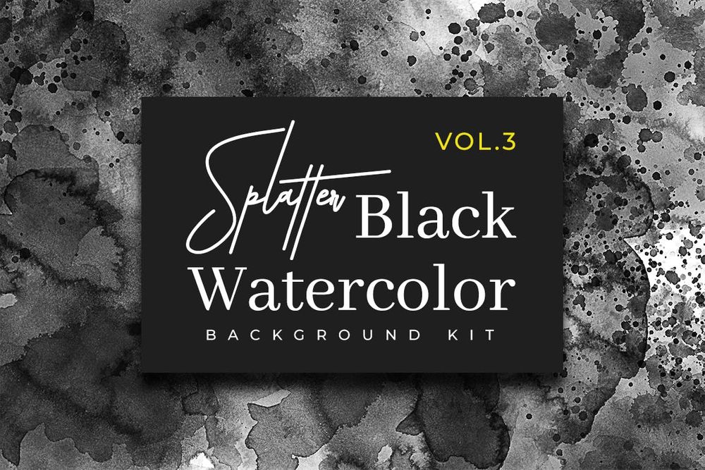 A black watercolor splatter backgrounds