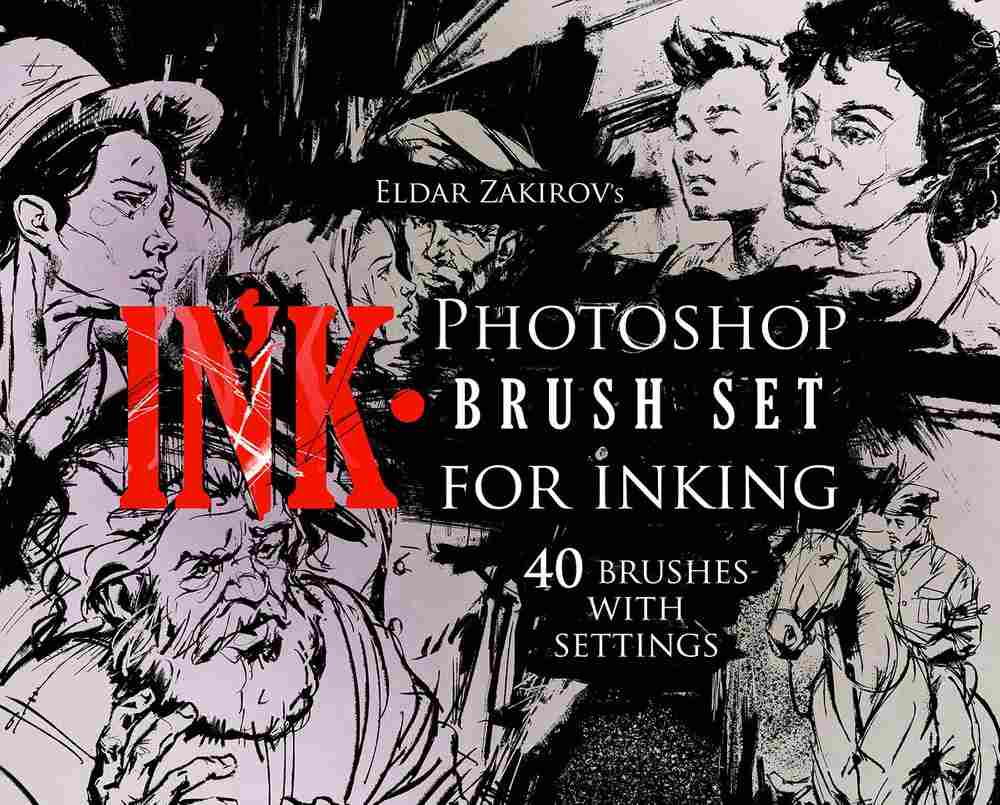 Fourty ink photoshop brushes