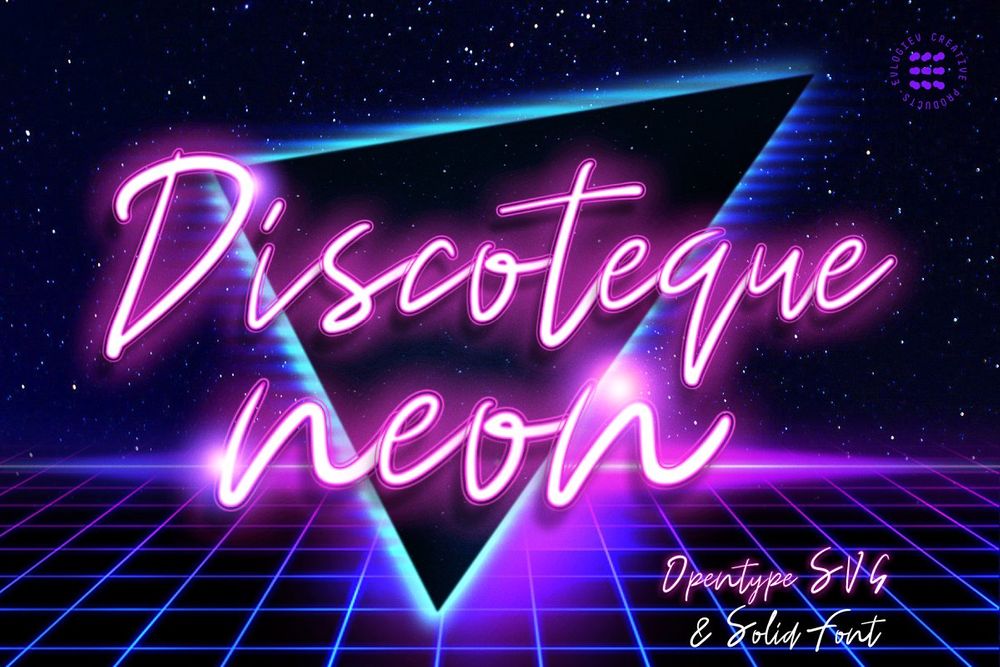 A discoteque style neon font