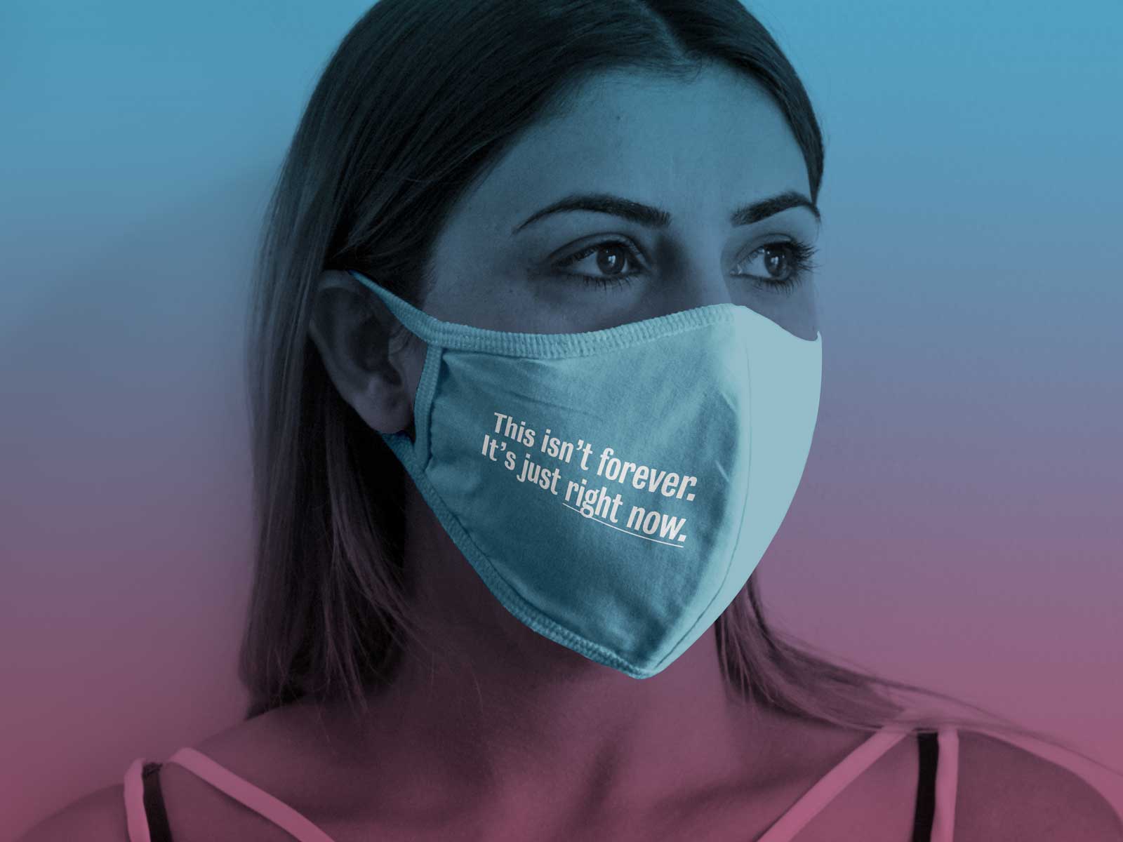 Free woman protecting with face mask mockup