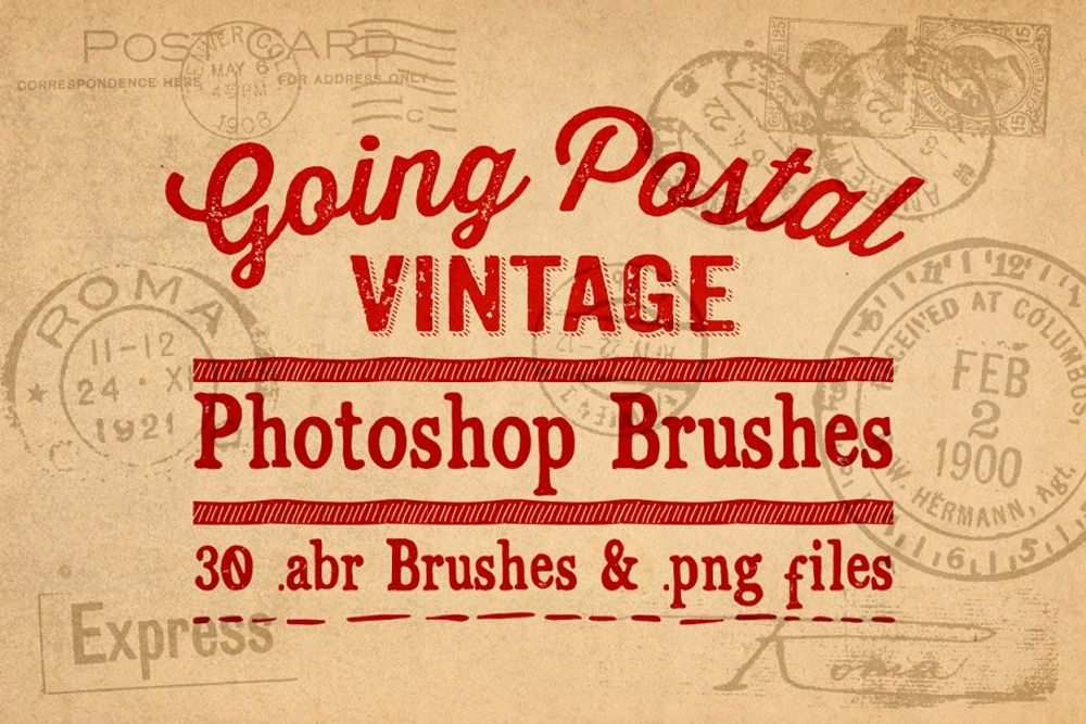 A vintage postal photoshop brushes