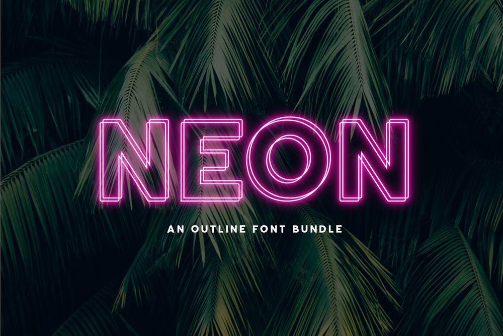 An outline neon font set