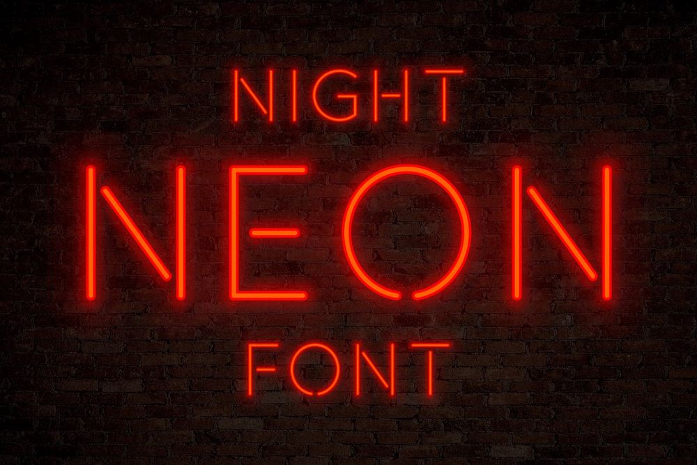 A red neon font