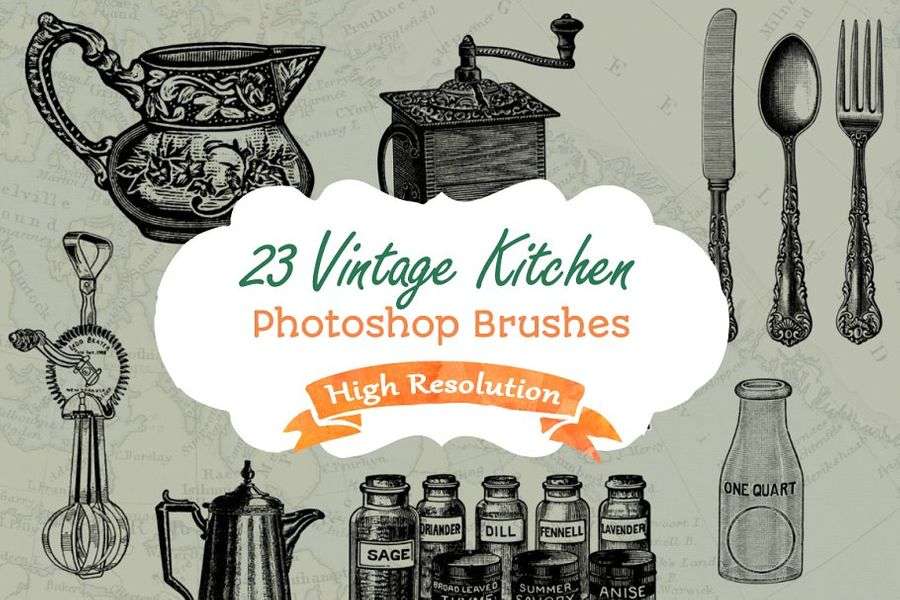 A vintage kitchen photoshop brushes