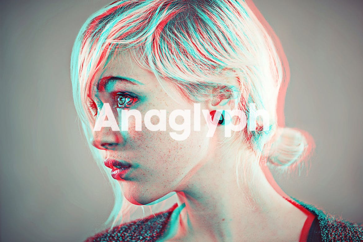 Blondy girl with anaglyph effects