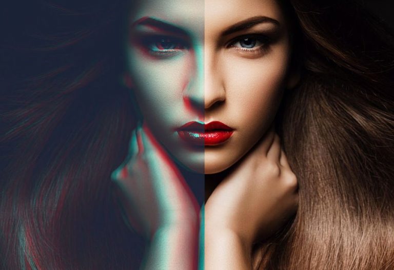 A nice girl portrait in anaglyph effects