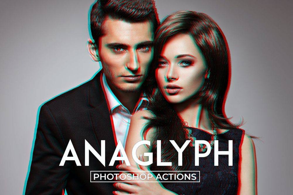 A couple with anaglyph photo effects