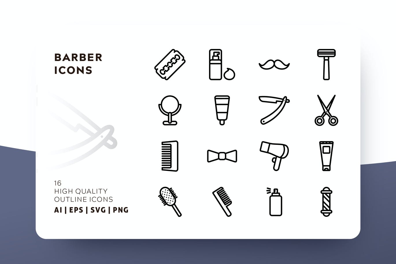 Barber shop outline icons