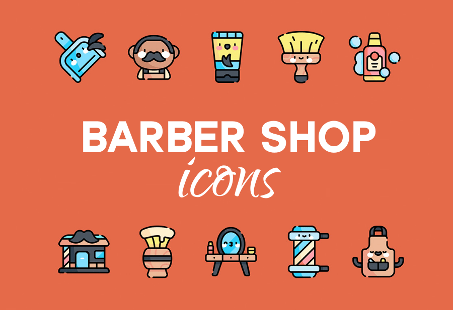 Barber shop icons cover
