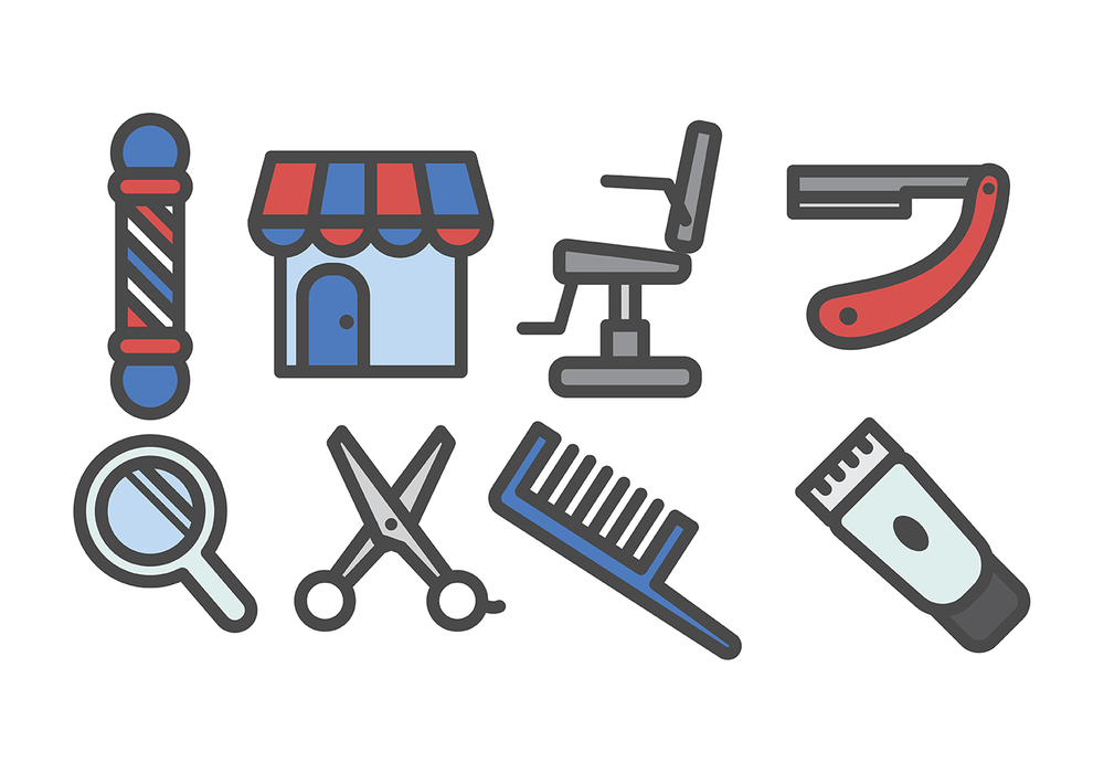 A free barber shop vector colored icons