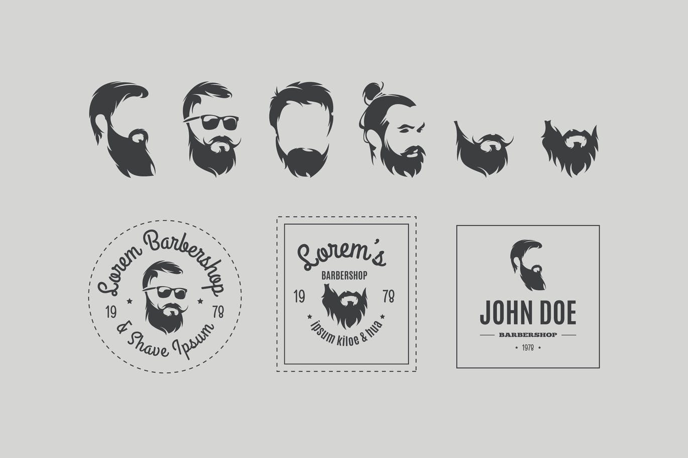 A barbershop vector icon set