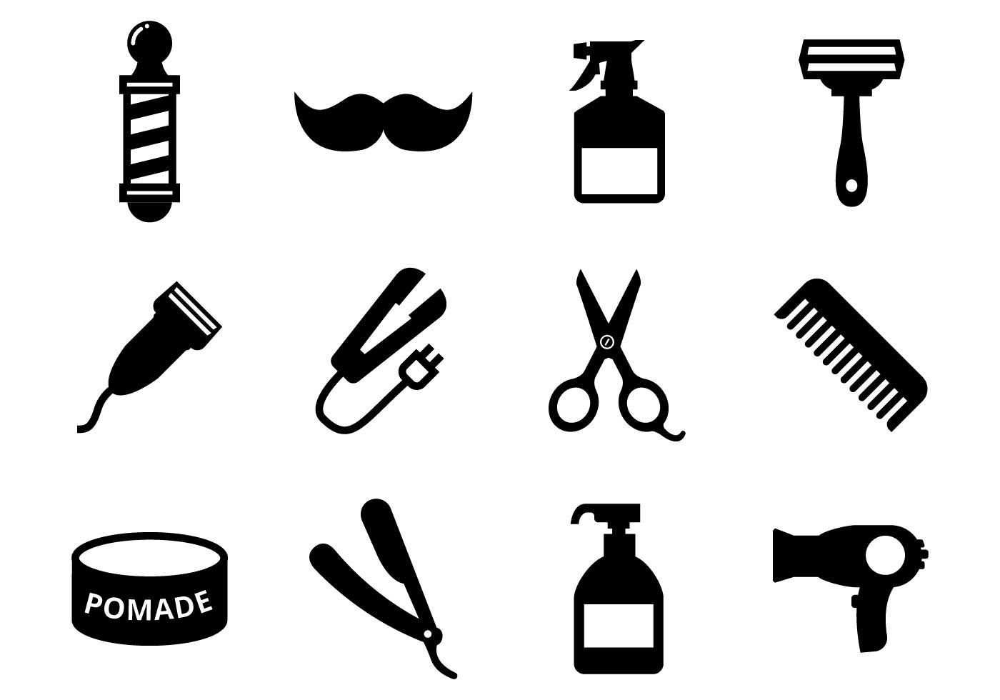 A free simple barber vector icons