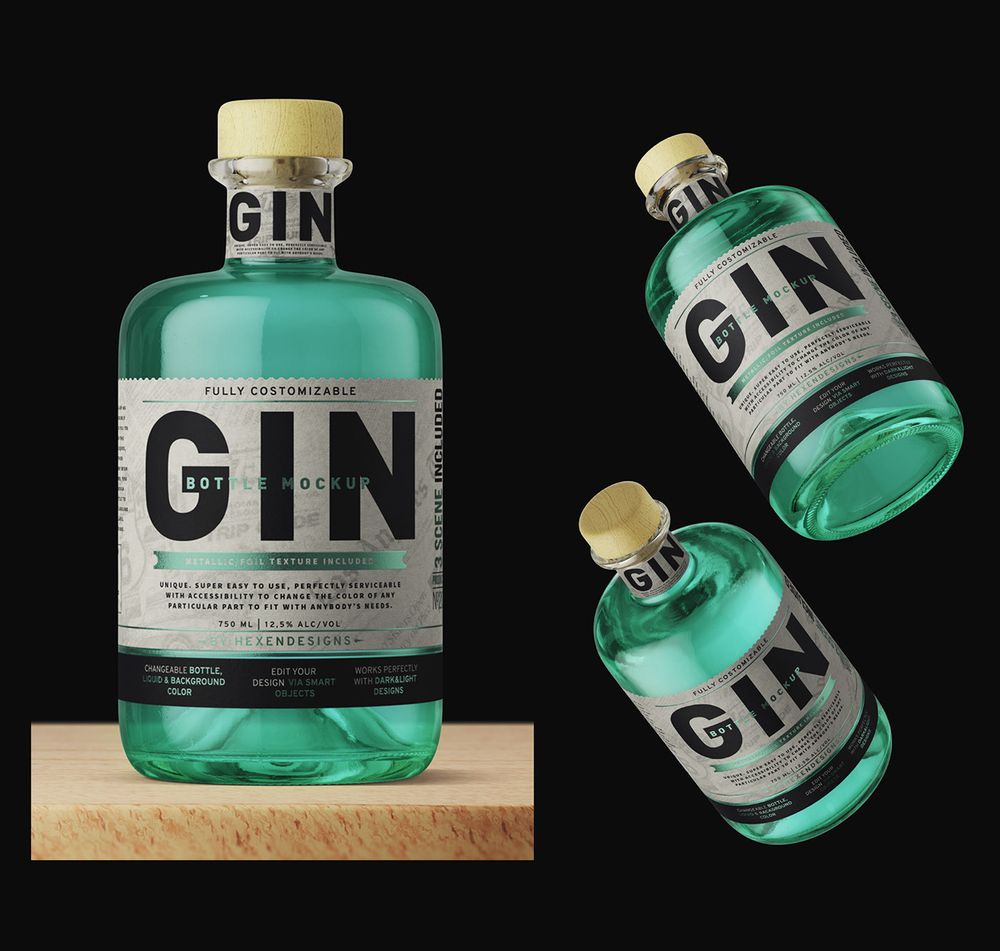 Download Free 30 Mind Blowing Gin Bottle Psd Mockup Templates Decolore Net PSD Mockup Template