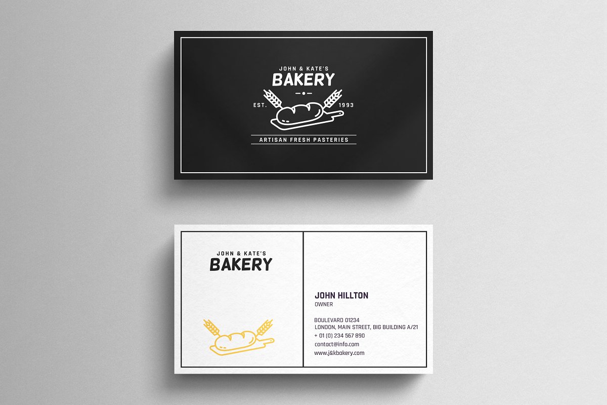 Black and White Bakery Card