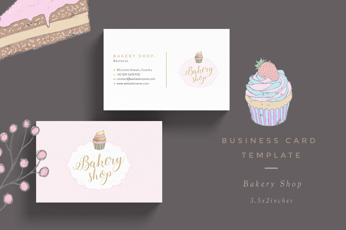 23+ Gorgeous Bakery Business Card Templates  Decolore.Net Inside Cake Business Cards Templates Free