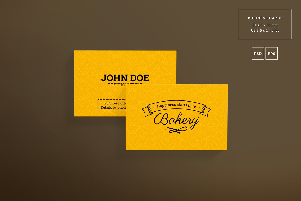 Brown and Yellow Business Card Bakery