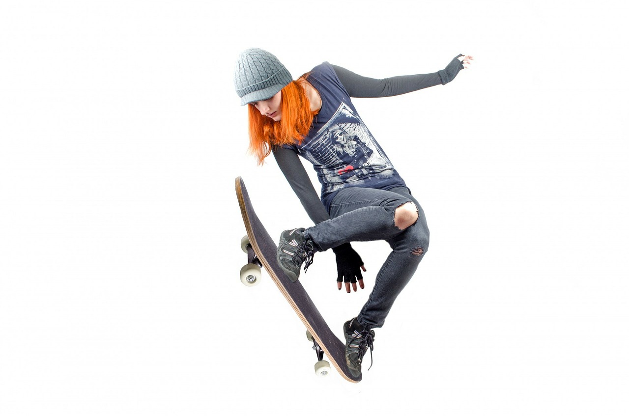 An animates girl with a skateboard