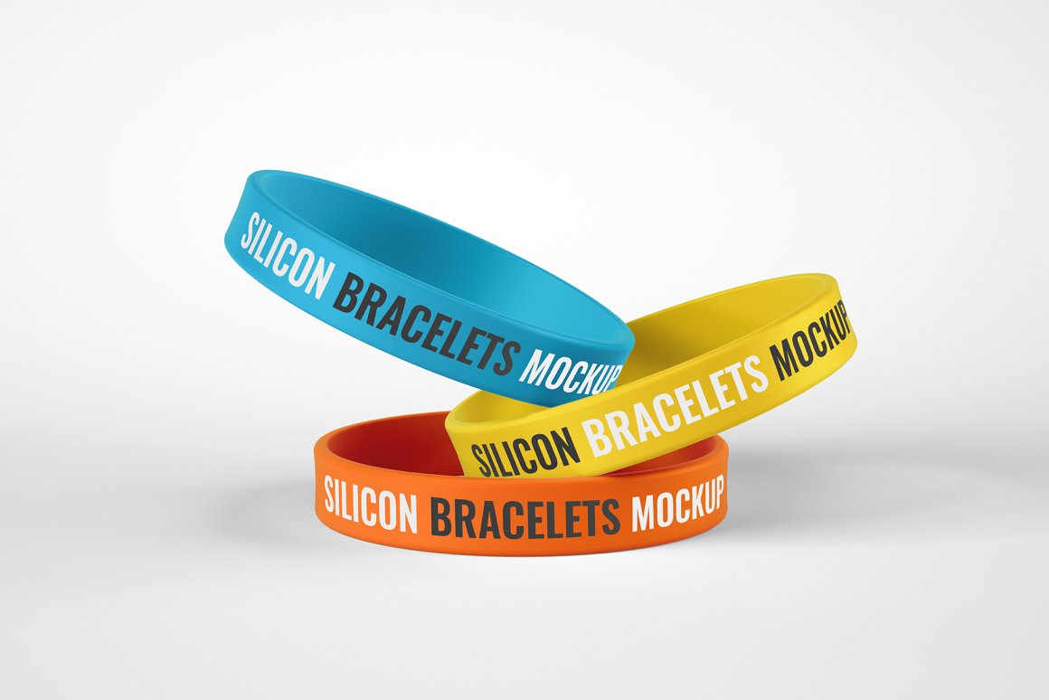 Glossy Silicone Wristbands Mockup - Yellowimages