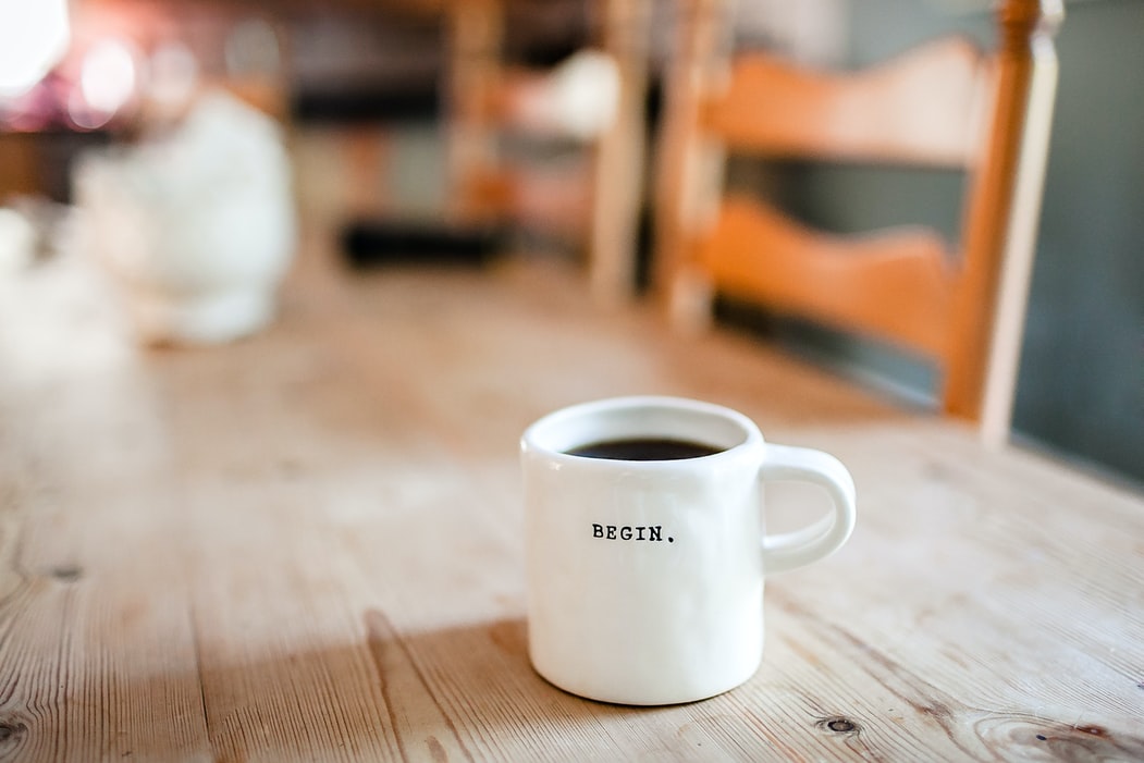 A white mug on the table