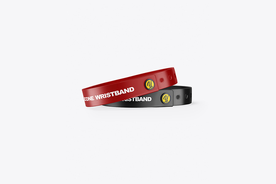 Two silicone wristbands mockup template