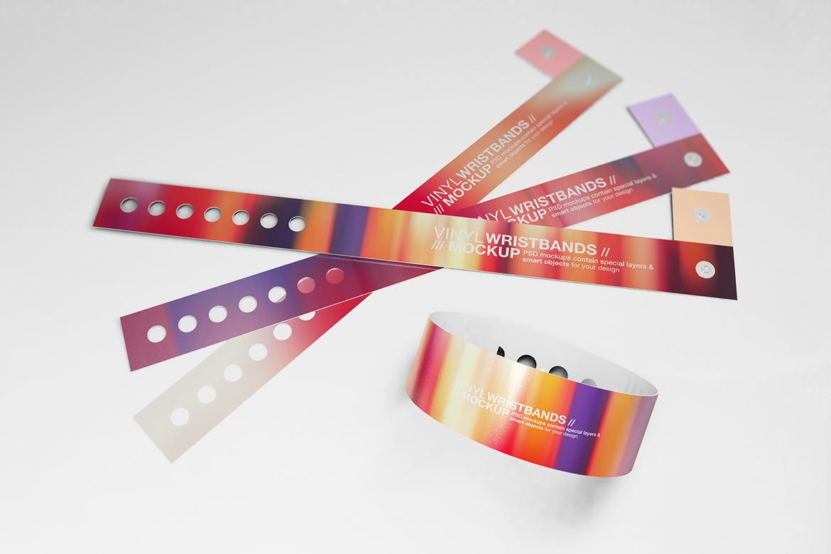 Vinyl wristbands mockup templates