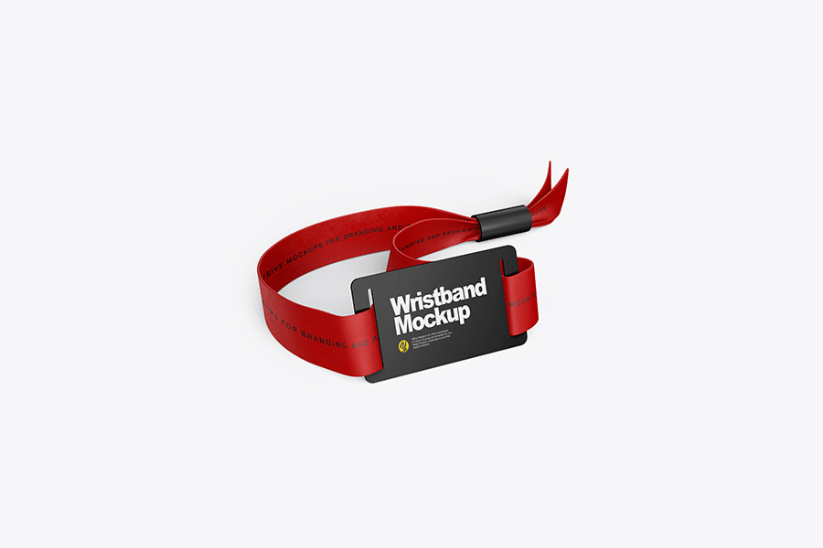 Red wristband mockup template