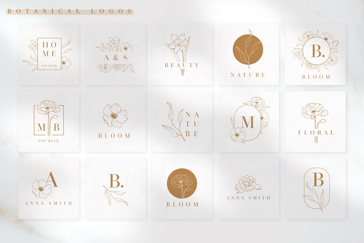 Beautiful flowery botanical logos