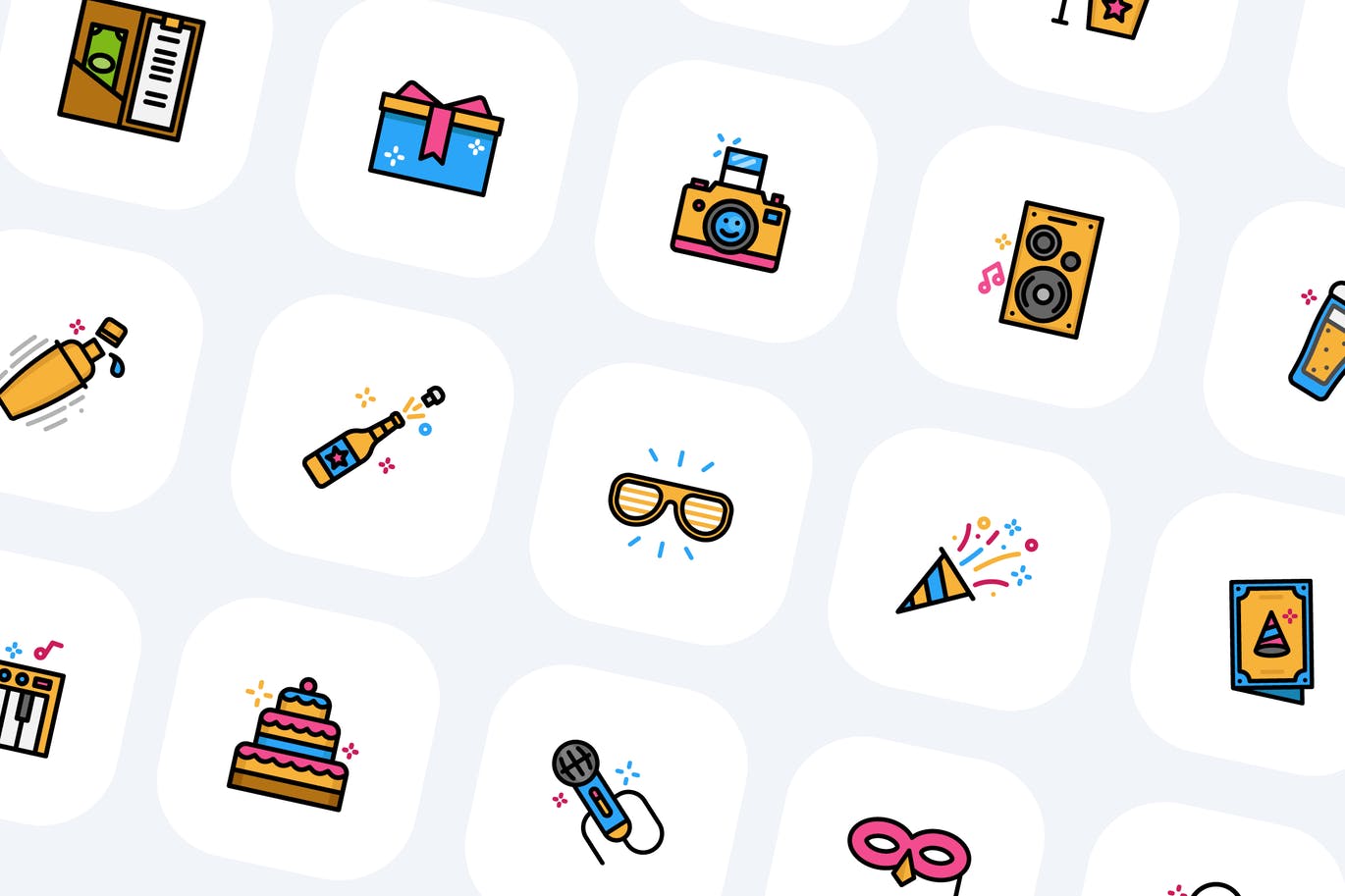 Colorful party icons