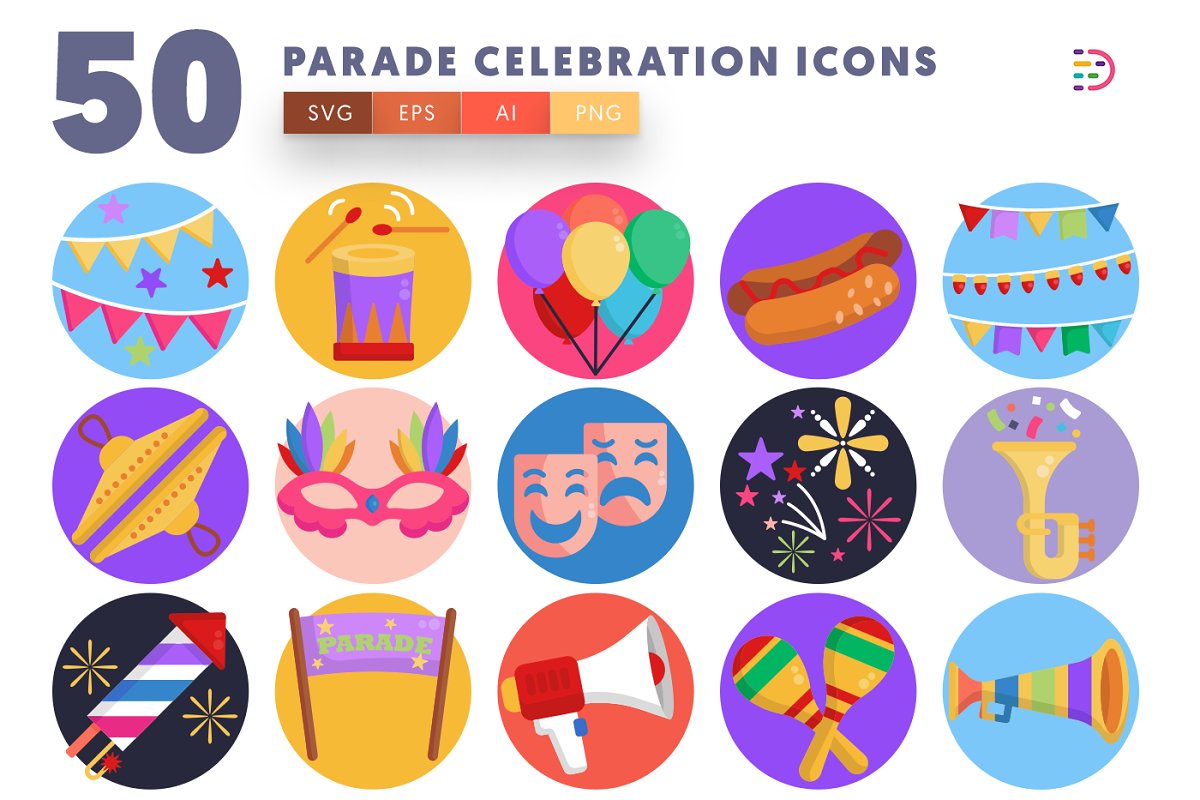 Fifty parade festival icons