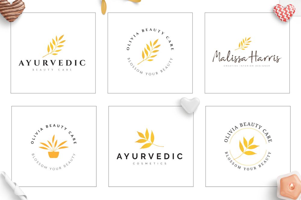 Seventy shining botanical logo templates set