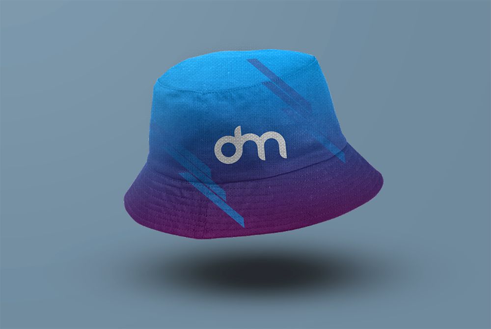 Free Bblue bucket hat mockup template