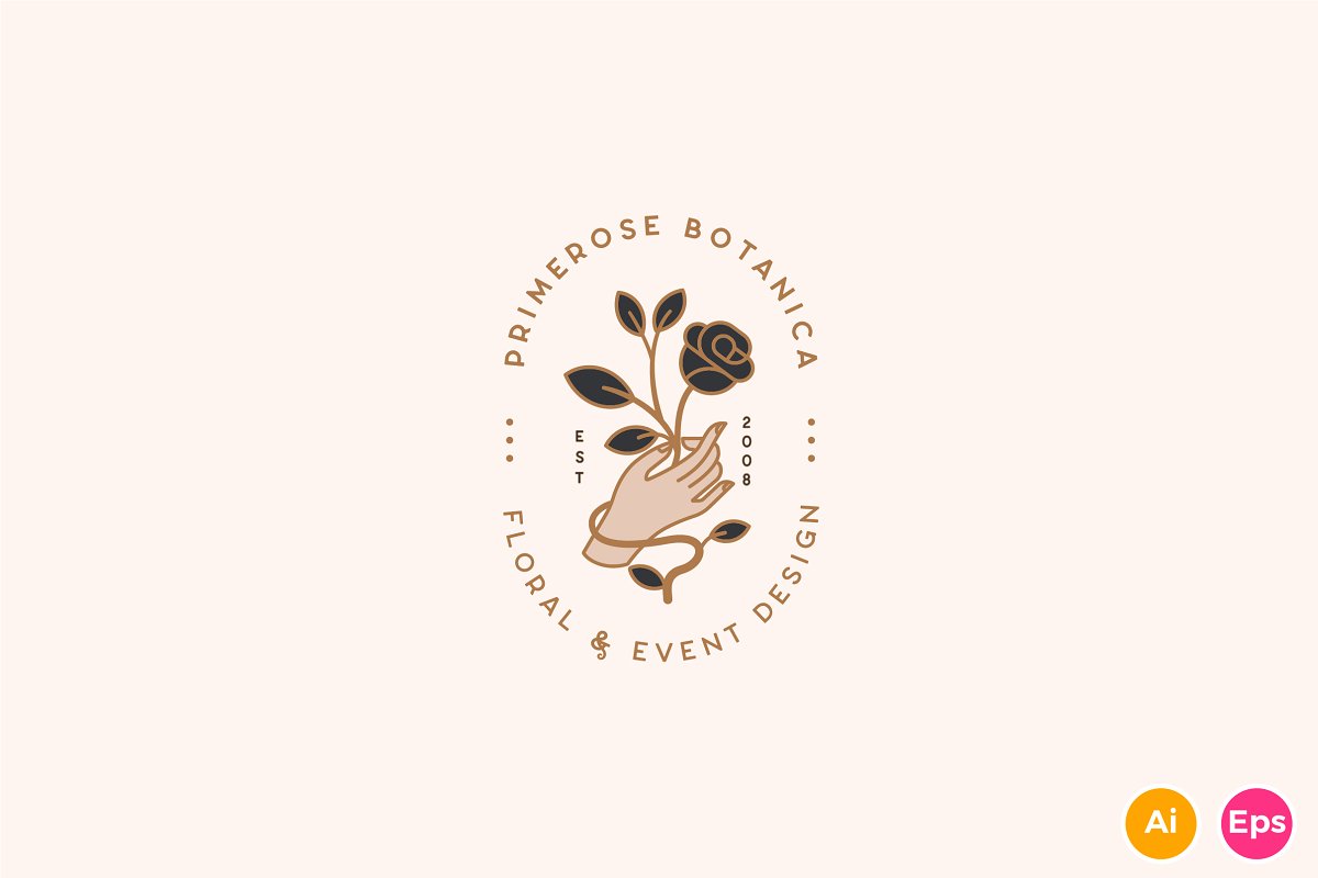 Powerful rose botanica logo template