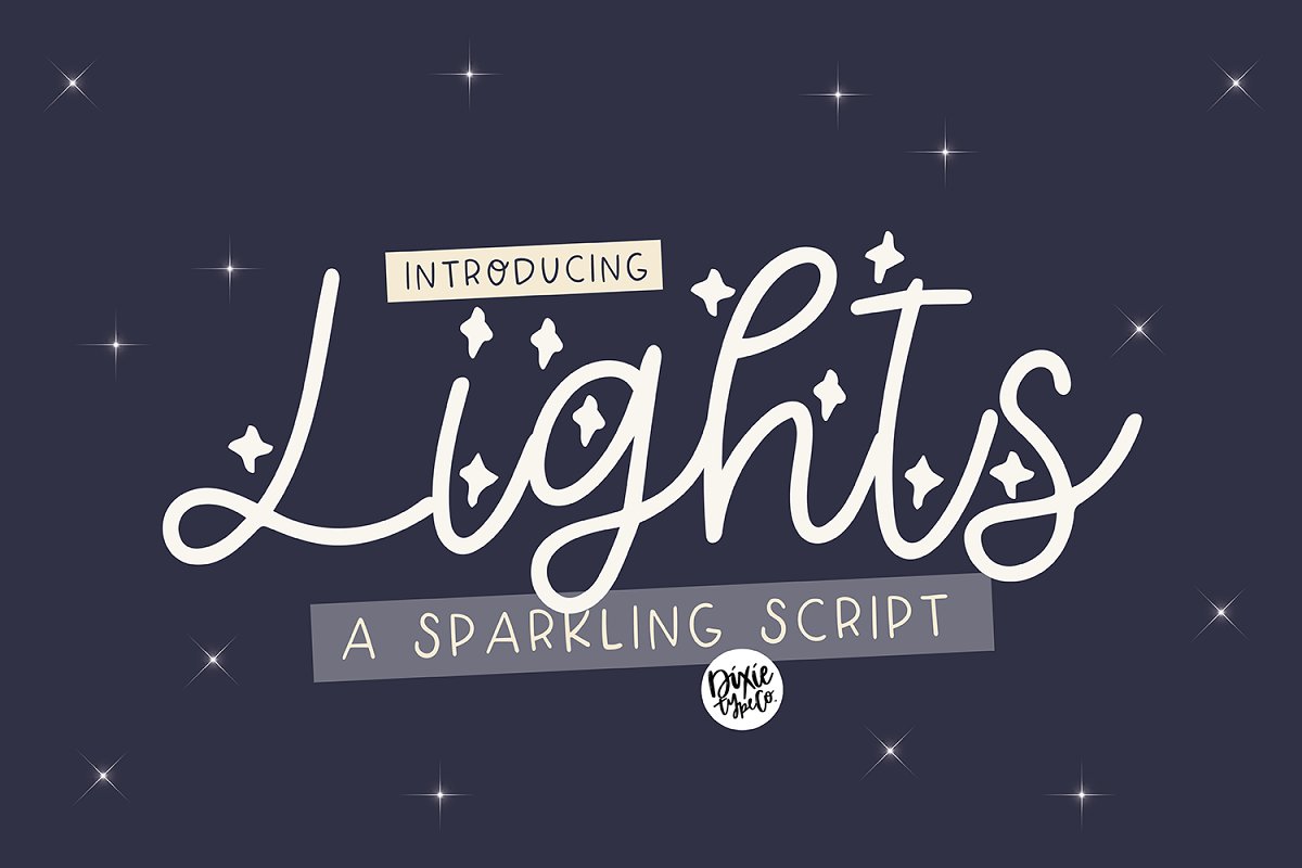 A sparkling script font