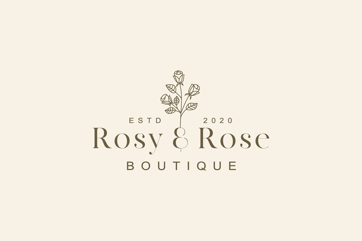 Vintage rose boutique logo template